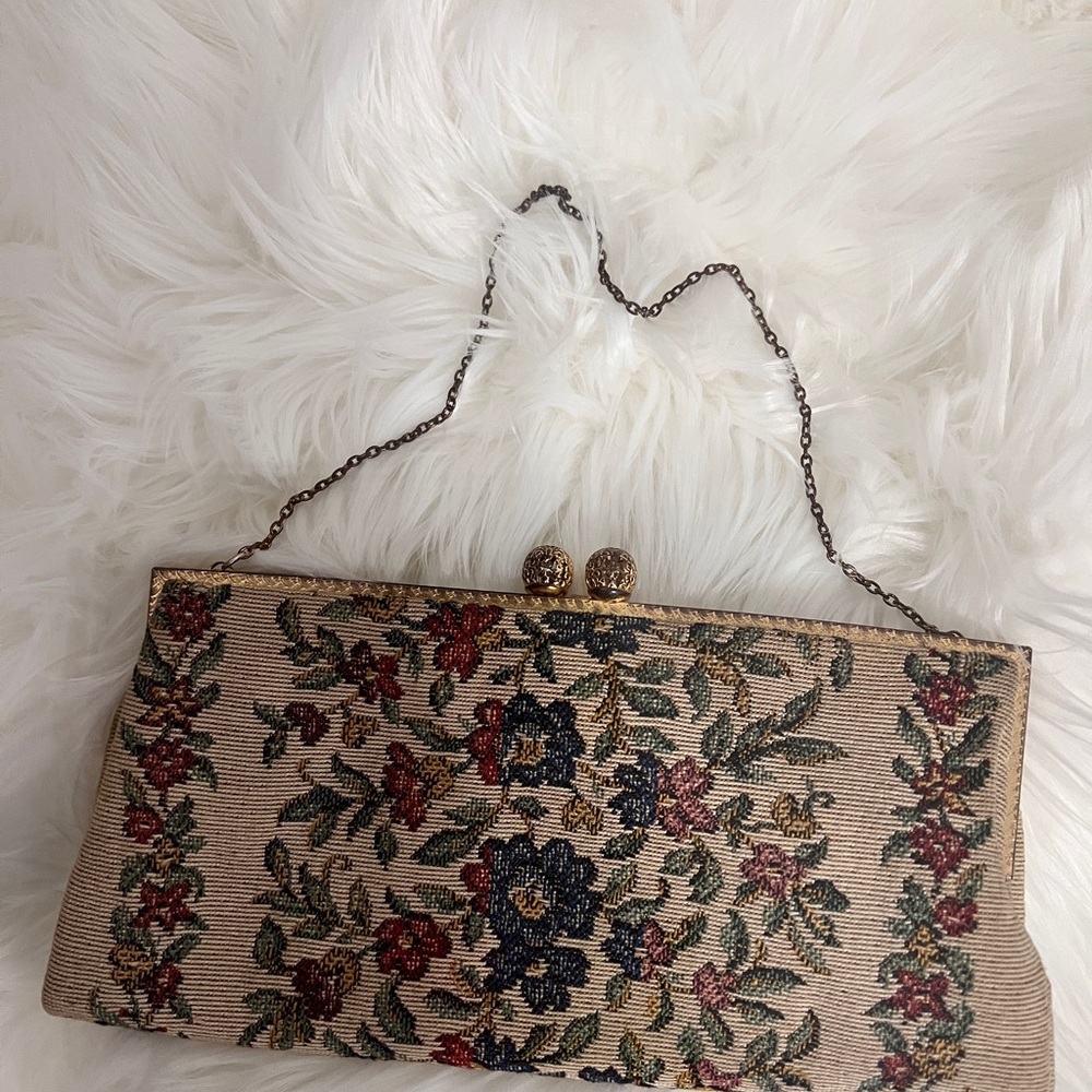 delill, vintage clutch flower print,  used in two ways - Picture 8 of 8